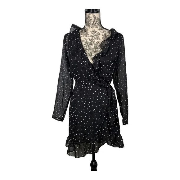By the Way Revolve Rachel Star Print Long Sleeve Black and White Mini Dress - Picture 3 of 9
